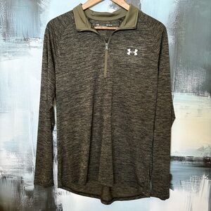 Under Armour Men’s Olive Green Quarter Zip Pullover Long Sleeve Athletic top M